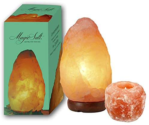 MAGIC SALT LIGHTING FOR YOUR SOUL Naturale lampada sale himalayano - 2/3 kg + regalo porta candela - consigliato Feng Shui - Himalayan Lamp