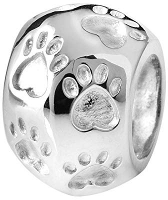 Materia 925 Sterling Silber Bead Anhänger Pfoten Tierpfoten Kugel für Armbänder 93