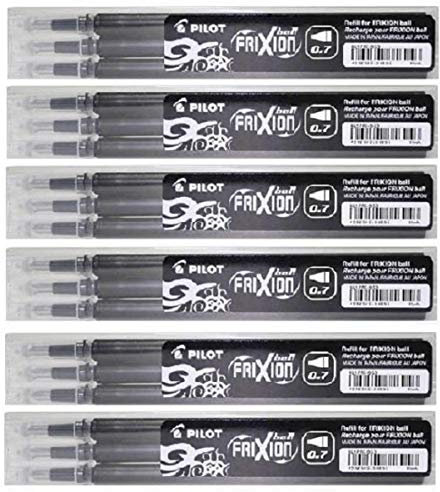 Pilot Frixion Clicker Tintenroller-Patronen, radierbar, Schwarz, 18 Patronen