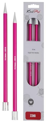 Knit Pro Zing Jackennadeln-35 cm-10,00 mm, Rosa