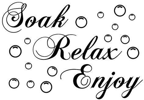 Home Kitchen Artwork Wall Stickers, Art Sticker Decal Stickers Soak Relax Enjoy Bathroom Background Vinyl
