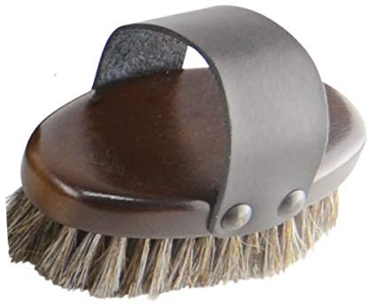 HySHINE Deluxe Horse Hair Wooden Body Brush - Dark Brown - Small