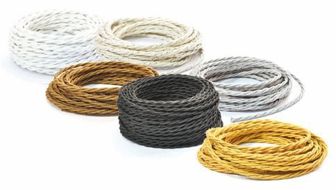 Filo cavo elettrico intrecciato in tessuto - VARI COLORI - Giallo