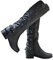 Syktkmx Damen-Motorradstiefel, kniehohe Stiefel, Winter, Schnürung, Reiten, flacher niedriger Absatz, 1-schwarz, 38.5 EU