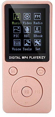 VBESTLIFE Portable MP4 Player MP4 Player Music Player Support 32GB TF Card with Earphones MP4 Player TF Card Slot with Extended Wait Time (Pink)