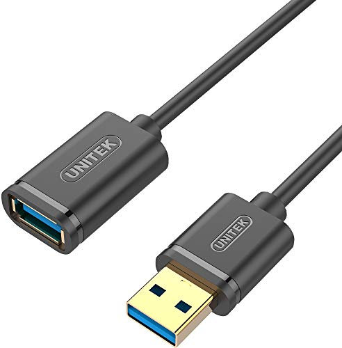 UNITEK Kabel USB 3.0 A Stecker auf USB A Buchse / Verlängerungskabel / 1 Meter, Schwarz / Verlängerung für Drucker, Tastatur, Kartenleser etc. / Y-C457GBK
