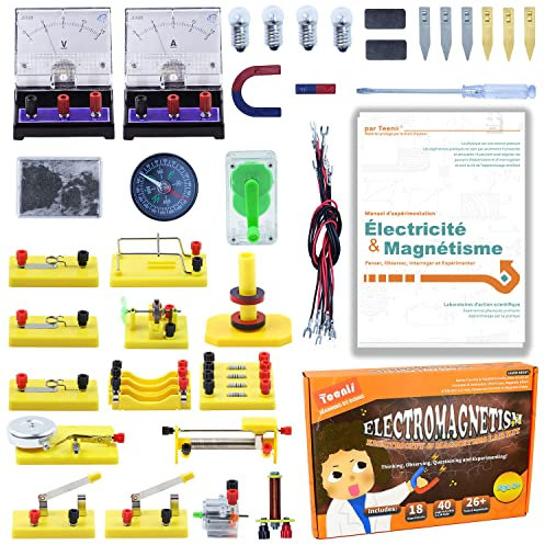 Teenii Kit Scientifique STEM Électricité et magnétisme - Expériences de Circuits de Base pour Enfants de 8 à 16 Ans, Jouets éducatifs de Laboratoire de Physique électromagnétique