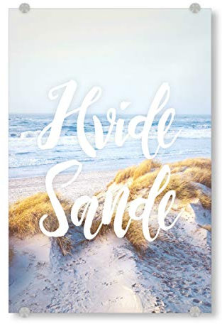 artboxONE Acrylglasbild 90x60 cm Typografie Hvide Sande Bild hinter Acrylglas - Bild Hvide Sande Erholung Fernweh