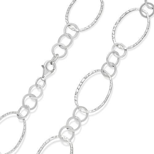 MATERIA Damen-Kette 925 Sterling Silber - Collier Halskette oval 19mm Glieder rhodiniert in Schmuck Etui K81-60 cm