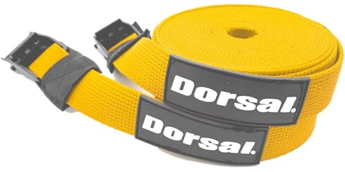 DORSAL Tie Down Straps for Roof Rack Pads Crossbars Holds Surfboards Kayaks Canoes Paddleboards 15' Yellow