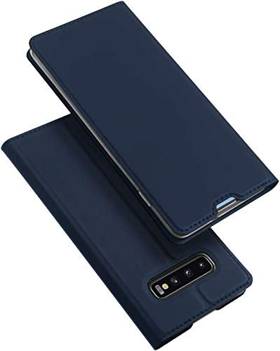 DUX DUCIS Hülle für Samsung Galaxy S10+ Plus, Leder Klappbar Handyhülle Schutzhülle Tasche Case mit [Kartenfach] [Standfunktion] [Magnetisch] für Samsung Galaxy S10+ Plus 6,4 (Blau)