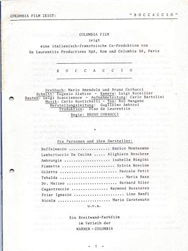 Boccaaccio - Enrico Montesano - Sylva Koscina - Pascale Petit - Presseheft