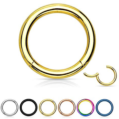 Treuheld® | Segmentring-Clicker aus Chirurgenstahl | Gold | Größe: 1.0mm x 5mm