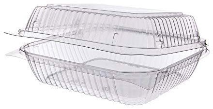 200 Stück Klappbox transparent aus PET rechteckig 2700 ml | 215 x 195 x 85 mm Snackbox | Einweggeschirr | HUTNER