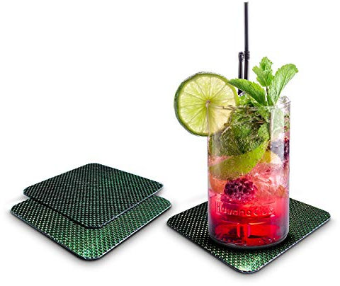 Untersetzer Gläser Bierdeckel [ECHT Carbon] Glasuntersetzer als 2er Set [4 Farben] Wohnungs Zubehör | Tisch Deko | Bar Zubehör Tischuntersetzer | Wohnung Must Have | Filzuntersetzer Esstisch Deko