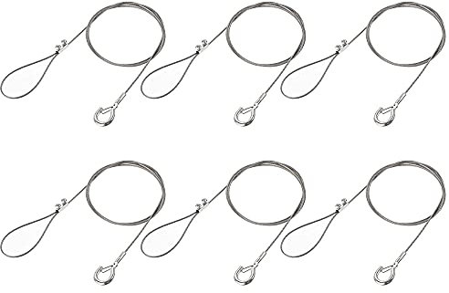 sourcing map Picture Hanging Wire Kit, 6Set 1M Adjustable Hanger Wire Hook for Home Art Gallery Picture Kit, Load 66 Lbs, with Vertical Fixing Screws
