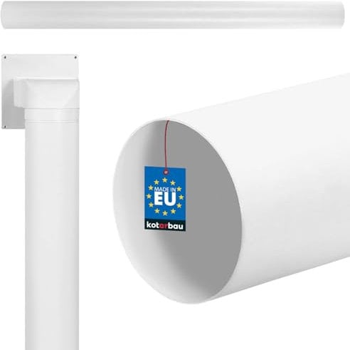 KOTARBAU® - Tubo di ventilazione tondo in PVC, 1500 mm di lunghezza e 125 mm di diametro, colore bianco