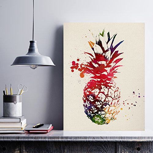 Nacnic Gerahmtes Poster, Ananas, Bilderrahmen, Fruchtmotiv, Aquarell-Poster, mit Rahmen