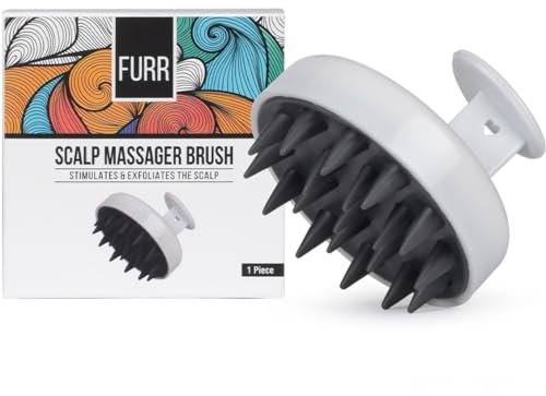 FURR Scalp Massager Brush | Hair Growth, Shampoo Brush with Soft Silicone Bristles Which Stimulates and Exfoliates The Head | Anti Dandruff for Women/Men/Pet