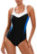 Veranobreeze Traje de baño Deportivo de una Pieza para Mujer Racerback Traje de baño Deportivo Negro (Azul Marino Verdadero/Negro/Blanco, EU42)