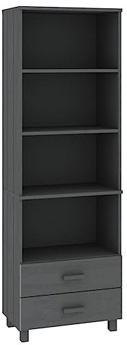 vidaXL Highboard Bücherregal Hochschrank Bücherschrank Standvitrine Standregal Wandregal Schrank Regal Dunkelgrau 60x35x180cm Massivholz Kiefer