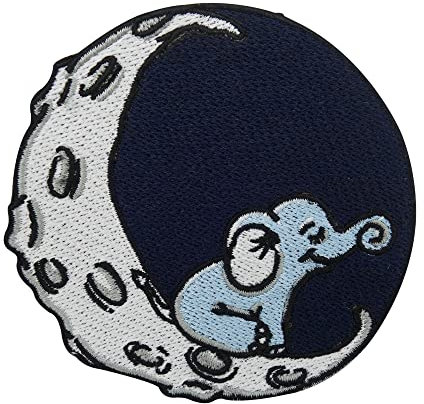 Finally Home Elefant auf dem Mond Patch zum Aufbügeln | Weltraum Patches, Weltall Bügelbild, Moon Aufbügler, Aufnäher