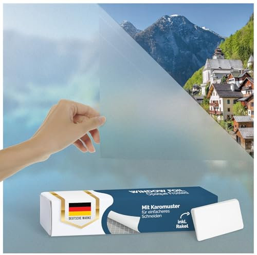 Blumtal Fensterfolie 90x200 cm 2er Set Blickdicht & statisch haftend + Rakel - zuschneidbare Sichtschutzfolie Fenster + UV-Schutz - Milchglasfolie selbstklebend Fenster - Window Film im Frosted-Look