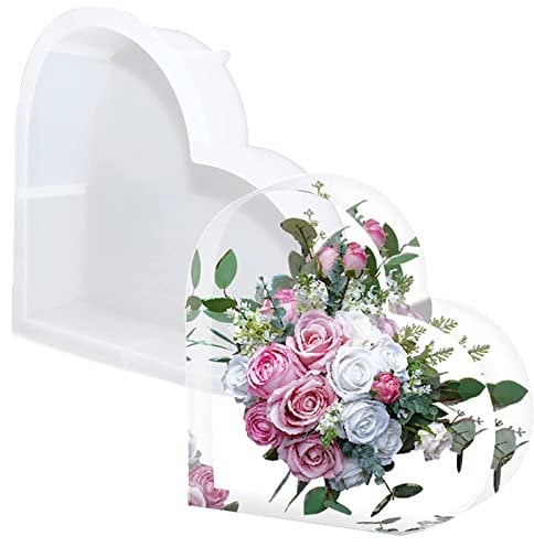 DDSHUN Resin Moulds Silicone Moulds Frame Epoxy Resin Photo Stand Craft Clear Crystal Bookshelf Resins Mould For Casting Beginners Art Making Desktop Decorations DIY Picture Frame (Heart)