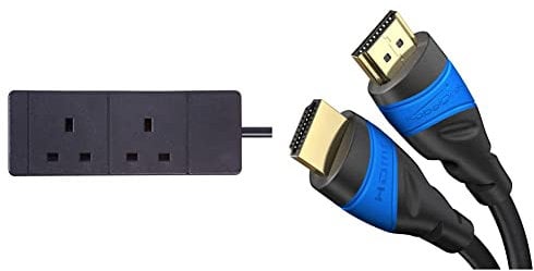 pro elec 2118 BLACK 5M 2 gang 5m black extension lead & KabelDirekt – 5m HDMI cable – 4K HDMI cord (HDMI to HDMI – 4K@60Hz for stunning Ultra HD, black)