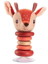 Lilliputiens - Hochet à Ventouse Stella le Faon - Jouet interactif pour bébés avec grelot, anneaux en bois et tete en tissu - Stimule la motricité fine, la vue et l’ouïe - Dès 6 mois - 83403