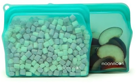 Moonmoon Sacchetti riutilizzabili in silicone | Sacchetto lavabile per congelatore | Medio (470 ml) 2 set