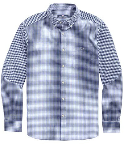 Vineyard Vines Men's Gingham Stretch Poplin Shirt Button, Maritime, Large