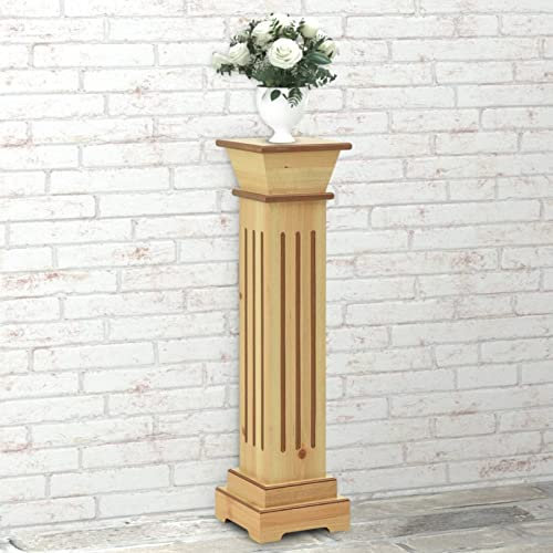 Tidyard Klassischer Säulen-Pflanzenständer Blumenhocker Blumenständer Beistelltisch Blumensäule Modern Pflanzenhocker Helles Holz 17x17x66 cm