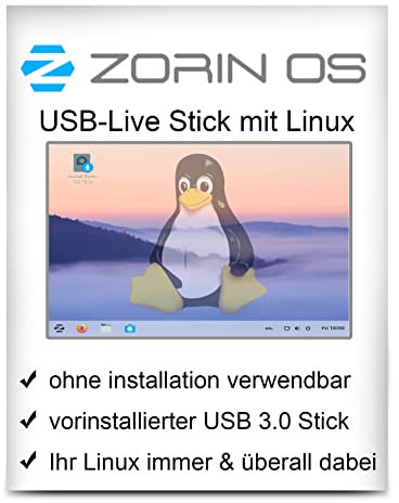 Linux Zorin OS mit 64 Bit auf 32 GB USB 3.0 Stick - USB Live Stick - bootfähig