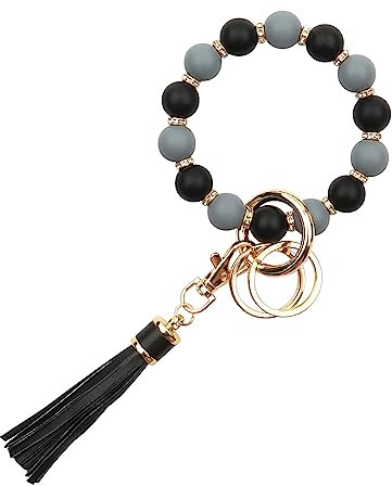 AOKSUNOVA Schlüsselanhänger Armband Silikon Perlen Schlüsselanhänger Frau Armreif Fransen Geschenk für Frauen