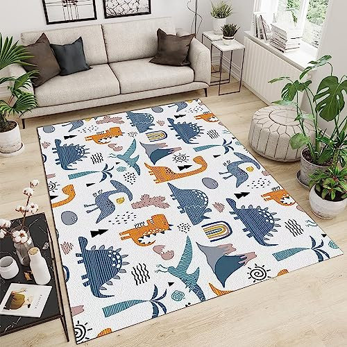 3D Cartoon-Tier Kleiner Dinosaurier Kinder Jungen Teppich Dekoration Schlafzimmer Kinderzimmer Wohnzimmer,Modern rutschfest Waschbar Flanell Kinderteppiche 50 X 80 cm
