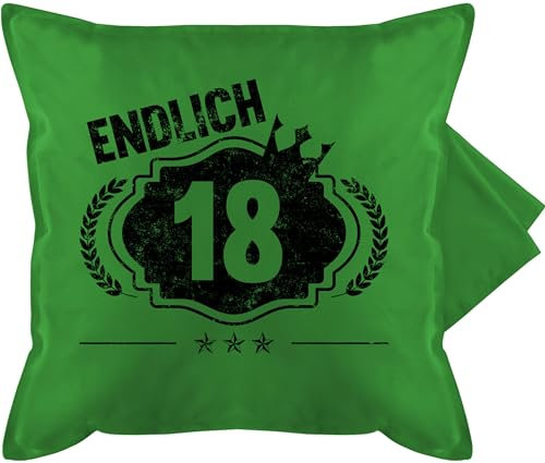 Kissenbezug - 18. Geburtstag Kissen - Endlich Achtzehn Vintage Royal Schwarz - 50 x 50 cm - Grün - 18 geschenke für 18-jährige 18ten zum jungen eighteen (18) geschenk 18.geb junge achtzehnter