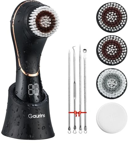 Gaurins Facial Cleansing Brush Face Scrubber Exfoliator Rechargeable IPX7 Waterproof Electric Spin Cleanser Device for Exfoliating, Massaging and Deep Cleansing Removing Blackhead, Face Massaging