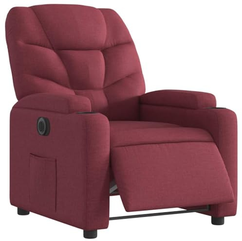 vidaXL Relaxsessel, Sessel mit Liegefunktion Elektrisch, Fernsehsessel Liegesessel für Wohnzimmer, Ruhesessel Polstersessel, Weinrot Stoff