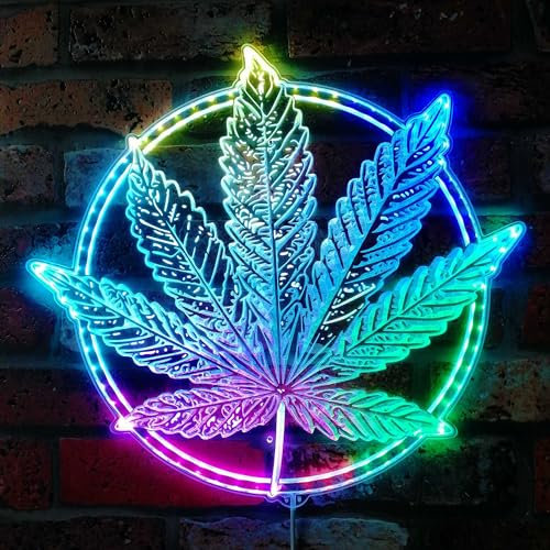 ADVPRO Marihuana Hanfblatt High Life RGB Dynamic Glam LED-Schild – Schnittform – intelligente 3D-Dekoration – mehrfarbige Beschilderung st06s44-fnd-i0230-c