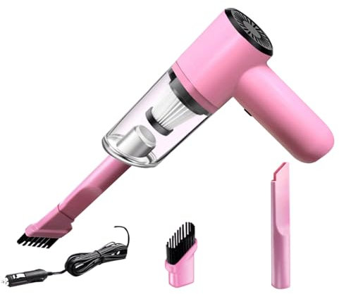 ywkiyrs Car Vacuum Cleaner Cordless Car Handheld Vacuum With Powerful Suction USB Rechargeable Hand Held Mini Portable Vacuum Cleaner for Car Office and Pet Hairs (Pink)