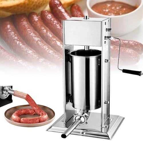 URJWAN Vertical Sausage Stuffer, Sausage Stuffer, Two Speed 304 Stainless Steel Vertical Sausage Stuffer, Manual Vertical Sausage Stuffer, for Making Churro, Snack Sticks,7L
