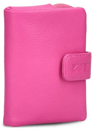 Zwei kleine Damen Geldbörse M.Wallet MW5 Portemonnaie aus weichem Kunstleder, Geldbeutel mit Druckknopf & Reißverschluss-Münzfach, 6 Kartenfächern, 4 Einsteckfächern, 1 Scheinfach (pink)