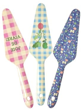 ReWu Tortenheber aus Melamin Farbig 3er-Set Muster Kuchenheber Melamin Torten Kuchen Küchenutensilien Kunststoff Tortenschaufel Tortenmesser Spülmaschinenfest 26 cm