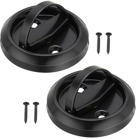 PATIKIL Recessed Door Handles, 2 Pcs Round Flush Pulls Stainless Steel Furniture Locks Hidden Embedded Fireproof Door Furniture Pull Black
