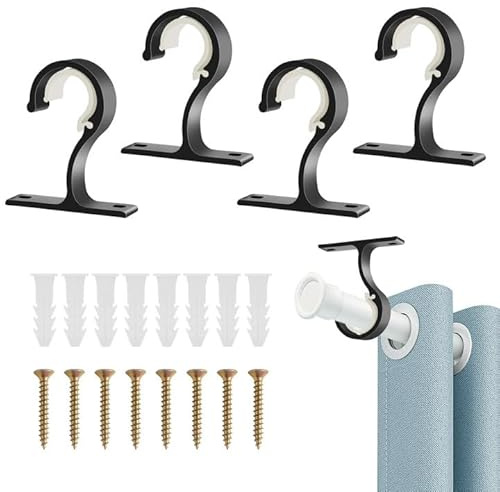 COEKI 4 STK Gardinenstange Halterung, 20-28 mm Gardinenstangenhalter Aluminium Vorhangstange Deckenmontage für Gardinenstangen