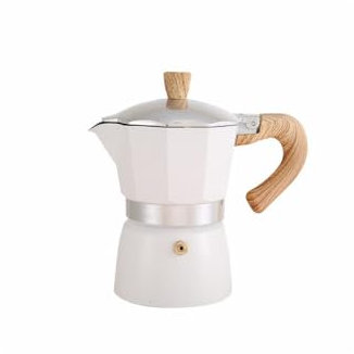 HAOHIZE Cafetera italiana con mango de madera, cafetera de aluminio con mango de madera, cafetera portátil para exteriores (300ML)