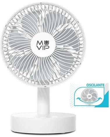 MUVIP Ventilador Portátil Plegable 8 Oscilante con Batería Recargable 3600mAh, 4 Velocidades, USB Tipo C, Compacto y Ajustable - Ideal para Hogar y Oficina