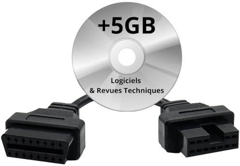 Générique OBD2-Adapter für Mitsubishi-Autos | 16 Pin OBD2 auf 12 Pin | 5 GB Diagnose-Software & Technische Zeitschriften Gratis