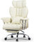 naspaluro Desk Chairs Ergonomic Office Chair with Footrest, PU Leather Computer Chairs Adjustable Big High Back Executive Chair, Swivel Chair with Lumbar Support, Home Office Chair-Beige